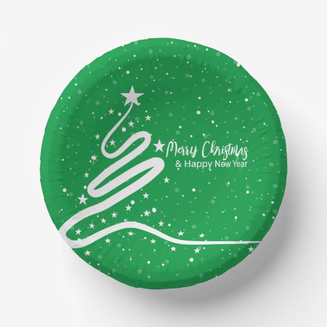 Christmas Tree and Snowfall  Paper Bowls  Plate (Front)