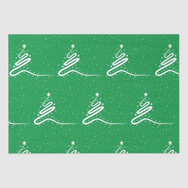 Christmas Tree and Snowfall  Tissue Paper (Front)