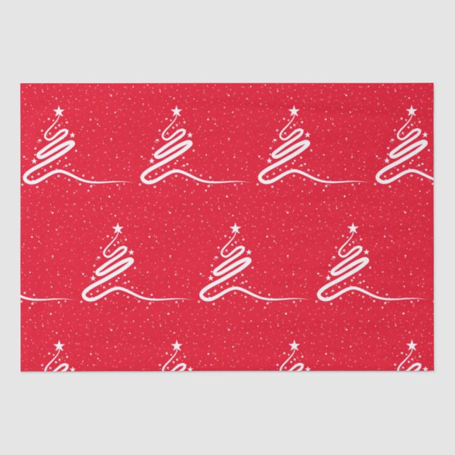 Christmas Tree and Snowfall  Tissue Paper (Front)