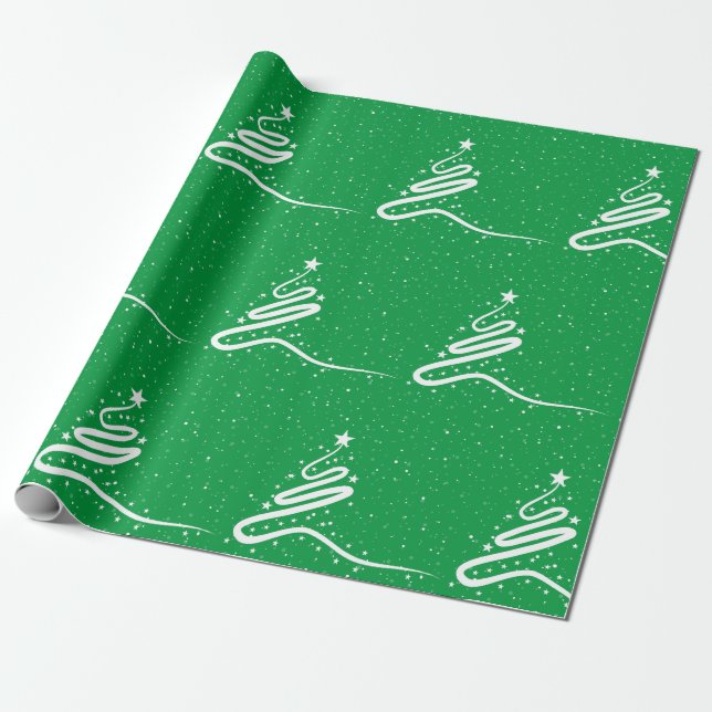 Christmas Tree and Snowfall Wrapping Paper (Unrolled)