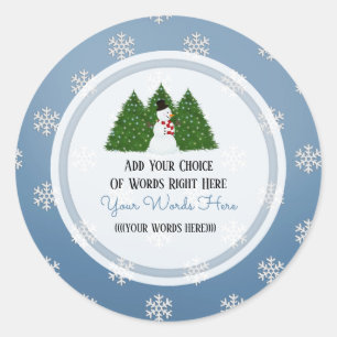 Christmas Tree And Snowflake Classic Round Sticker