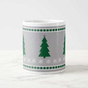 Christmas Tree and Snowflakes Pattern, Large Coffee Mug