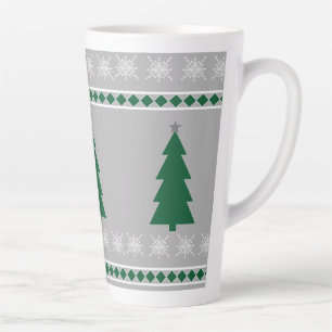 Christmas Tree and Snowflakes Pattern, Latte Mug