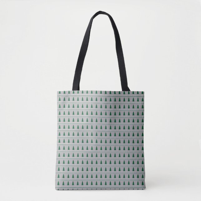 Christmas Tree and Snowflakes Pattern, Tote Bag (Front)