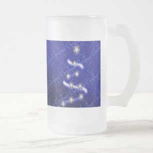 Christmas Tree and Stars - Frosted Glass Beer Mug