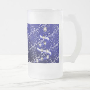 Christmas Tree and Stars - Frosted Glass Beer Mug