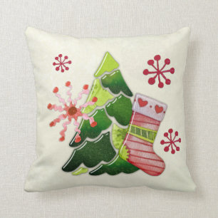 Christmas Tree and Stocking Whimsey Cushion