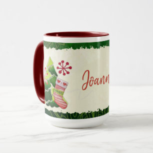 Christmas Tree and Stocking Whimsey Mug