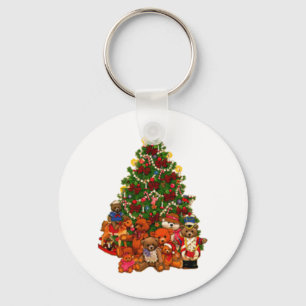Christmas Tree and Teddy Bears Key Ring