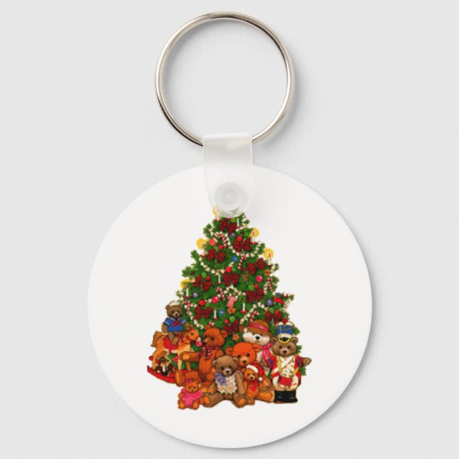Christmas Tree and Teddy Bears Key Ring (Front)