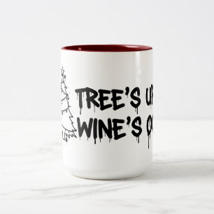Christmas Tree and Wine Design Two-Tone Coffee Mug