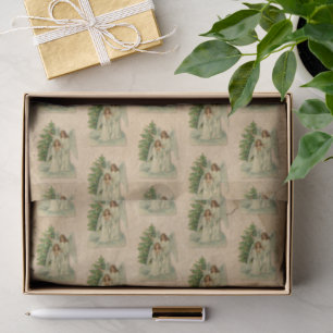 Christmas Tree Angels Antique Victorian Parchment Tissue Paper