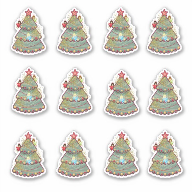 Christmas Tree & Angels Vinyl Stickers (Front)