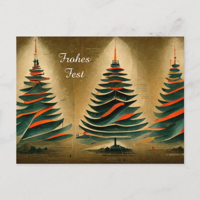 Christmas tree. Art Deco Style Postcard (Front)
