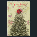 Christmas Tree Art Year Around Calendar<br><div class="desc">This pretty calendar features my original graphic art of Christmas trees on colourful vintage backgrounds, so there is a fun and pretty Christmas tree to look at every month! These calendars are high quality and vibrant. You may choose other sizes and other options if desired. This unique calendar would make...</div>