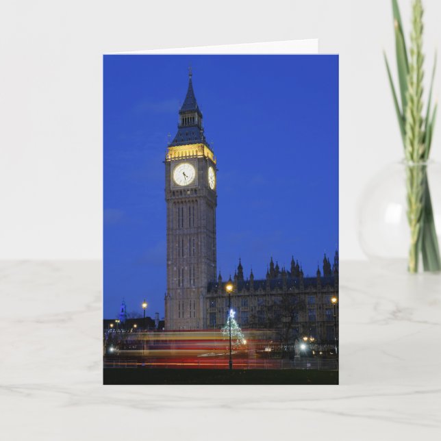 Christmas Tree at "Big Ben",Westminster, London UK Card (Front)