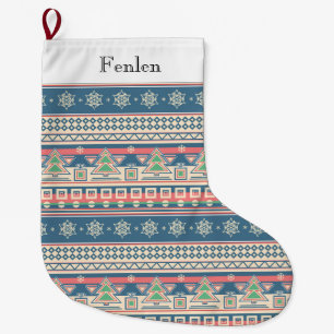 Christmas Tree Aztec Style - Unique Holiday Large Christmas Stocking