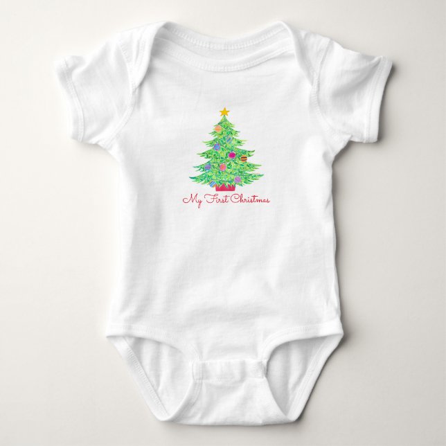 Christmas Tree Baby One-Piece Bodysuit (Front)