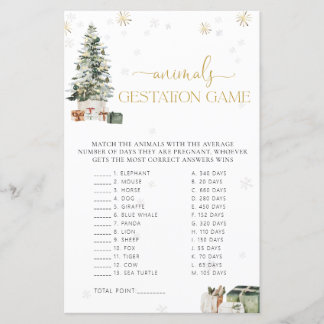 Christmas Tree Baby Shower Animals Gestation Game