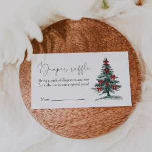 Christmas Tree  Baby Shower Diaper Raffle Enclosure Card