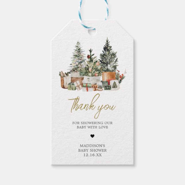 Christmas Tree Baby Shower Favour Tags (Front)