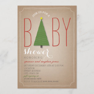 Christmas Tree Baby Shower Invitation