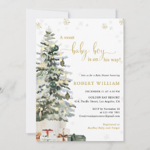 Christmas Tree Baby Shower Invitation