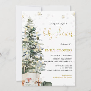 Christmas Tree Baby Shower Invitation