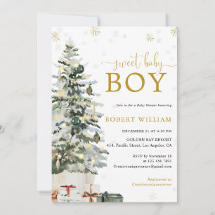 Christmas Tree Baby Shower Invitation