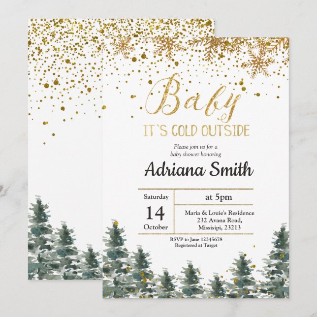 Christmas Tree Baby Shower invitation Winter (Front/Back)