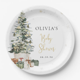 Christmas Tree Baby Shower Paper Plates