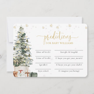 Christmas Tree Baby Shower Predictions Card