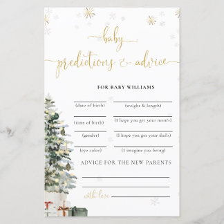 Christmas Tree Baby Shower Predictions Card