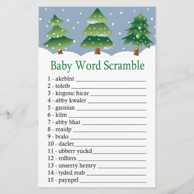 Christmas tree Baby word scramble game (Front)
