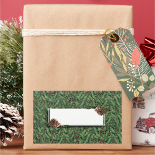 Christmas Tree Background w/Tag Rectangular Sticker