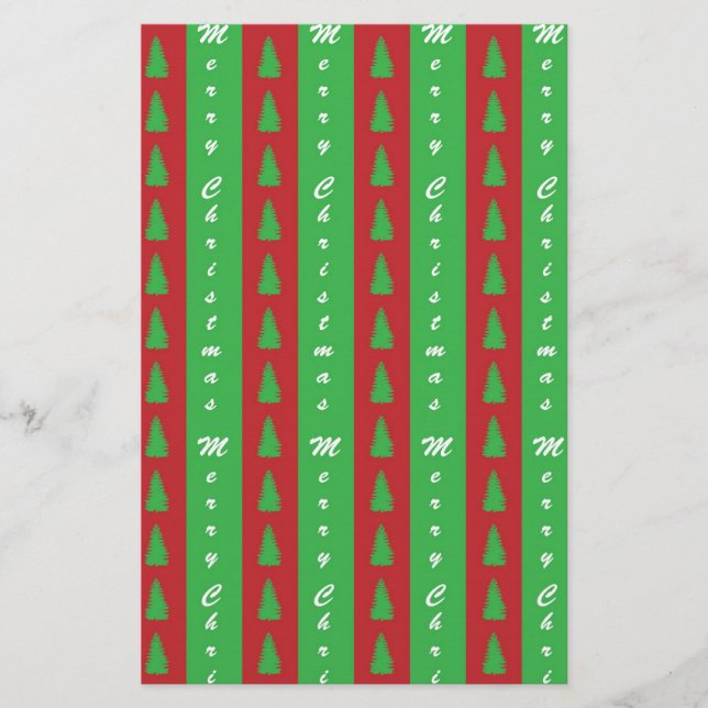 Christmas Tree Backgroundpattern Stationery (Front)