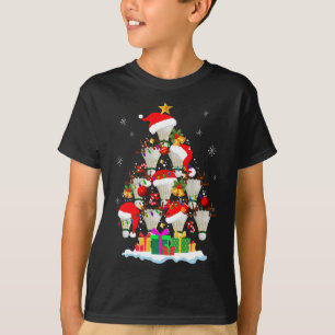 Christmas Tree Badminton Ball Santa Hat Funny Xmas T-Shirt