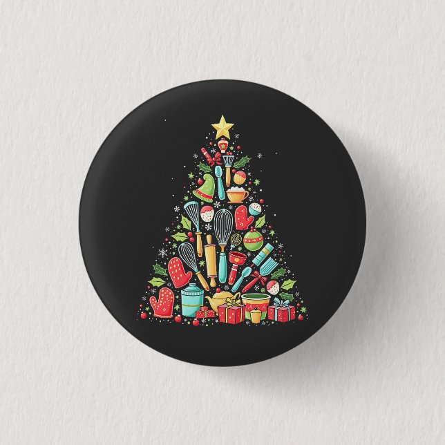 Christmas Tree Baking Chef Cook Xmas  3 Cm Round Badge (Front)