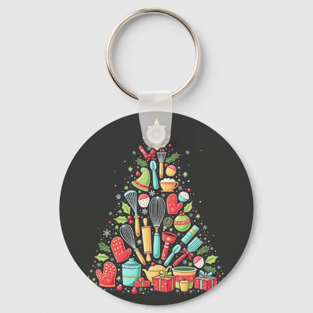 Christmas Tree Baking Chef Cook Xmas  Key Ring (Front)