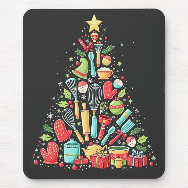 Christmas Tree Baking Chef Cook Xmas  Mouse Mat (Front)