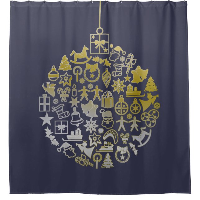 Christmas tree ball ornaments + your ideas shower curtain (Front)