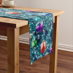 Christmas Tree Balls Pattern Short Table Runner