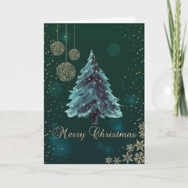 Christmas Tree,Balls,Snowflakes Green Holiday (Front)