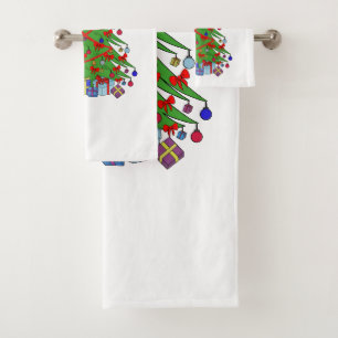 Christmas tree bath towel set