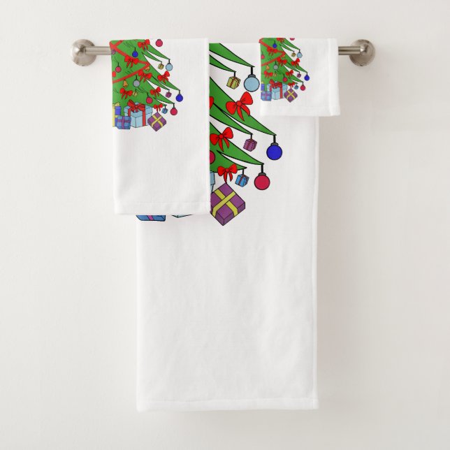 Christmas tree bath towel set (Insitu)