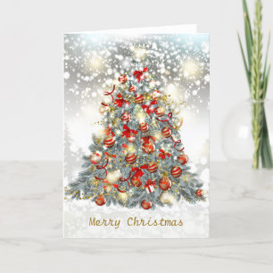 Christmas tree, baubles Folded Holiday Card