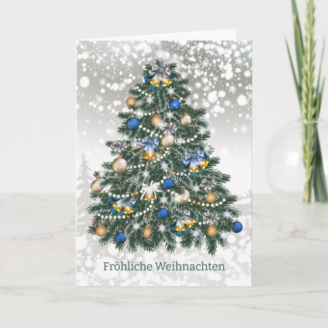 Christmas Tree Baubles German Holiday Card (Front)