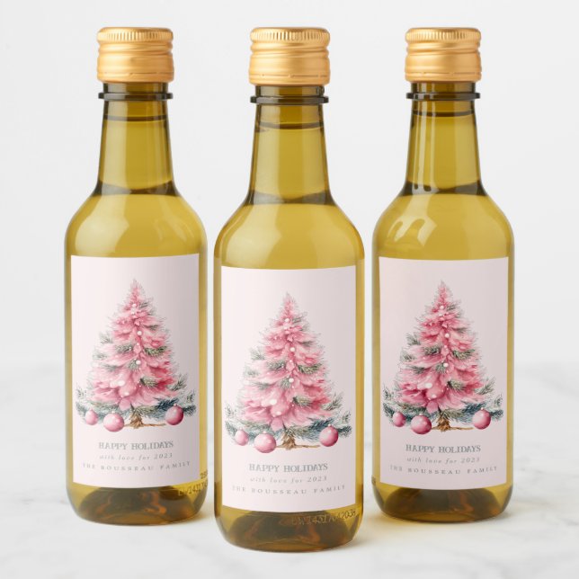Christmas Tree Baubles Mini Wine Bottle Labels (Bottles)