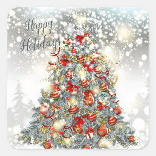 Christmas tree, baubles Rectangle Stickers