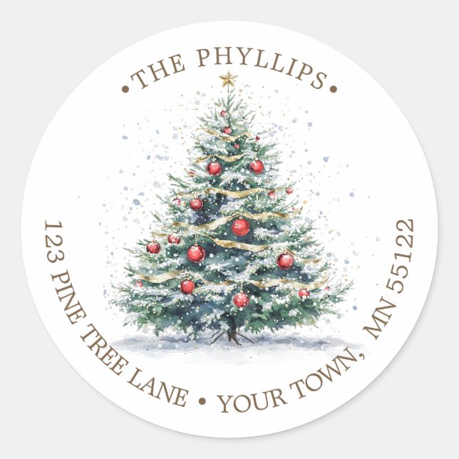 Christmas Tree Baubles Return Address Label (Front)